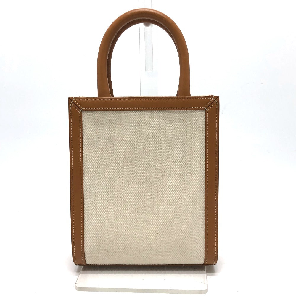 CELINE ロゴ バーティカルカバ ミニ カバン 2WAY ショルダーバッグ キャンバス/レザー レディース ベージュ
