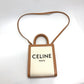 CELINE ロゴ バーティカルカバ ミニ カバン 2WAY ショルダーバッグ キャンバス/レザー レディース ベージュ