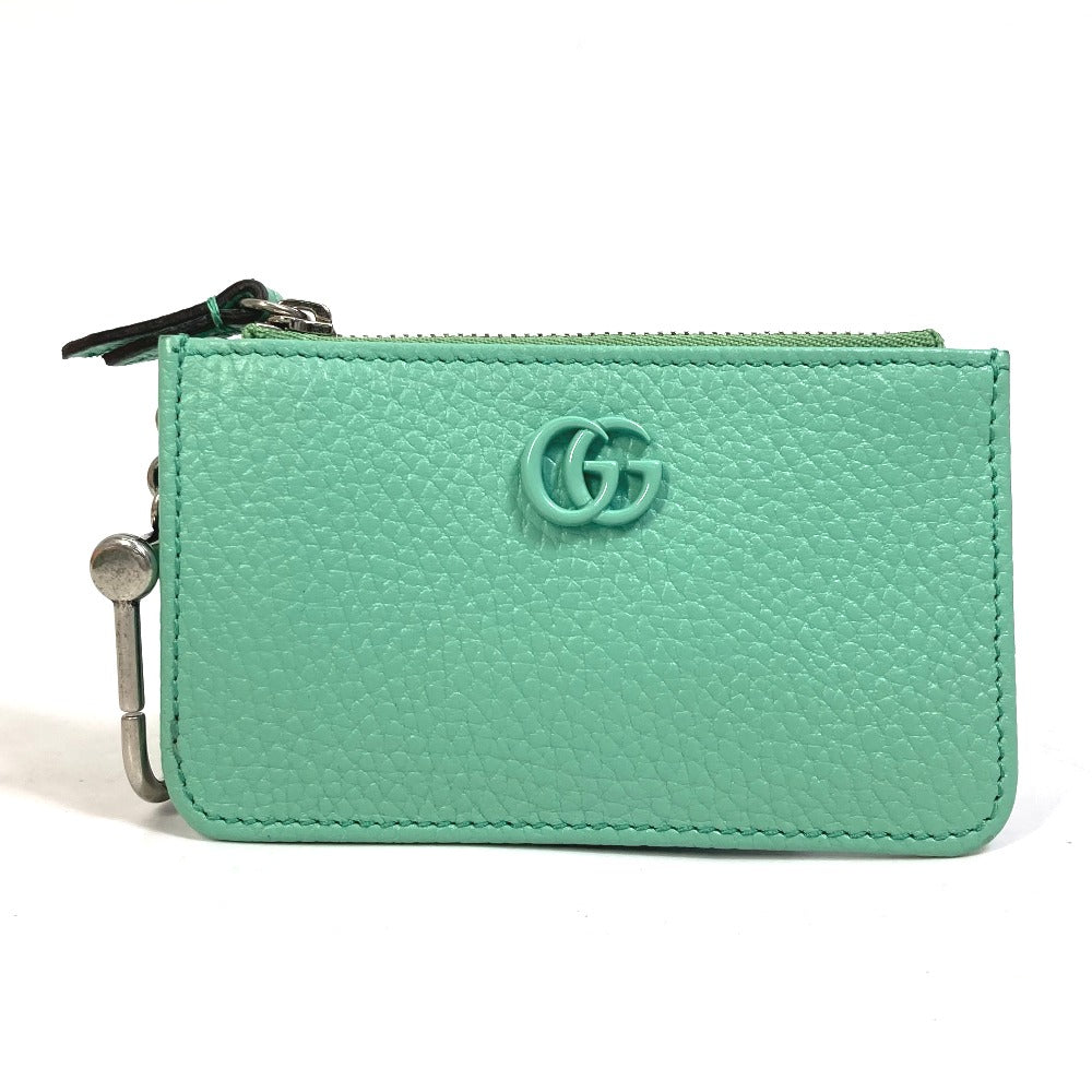 GUCCI 701070 GG Marmont Leather Card Case and Coin Case, Women's, Green
