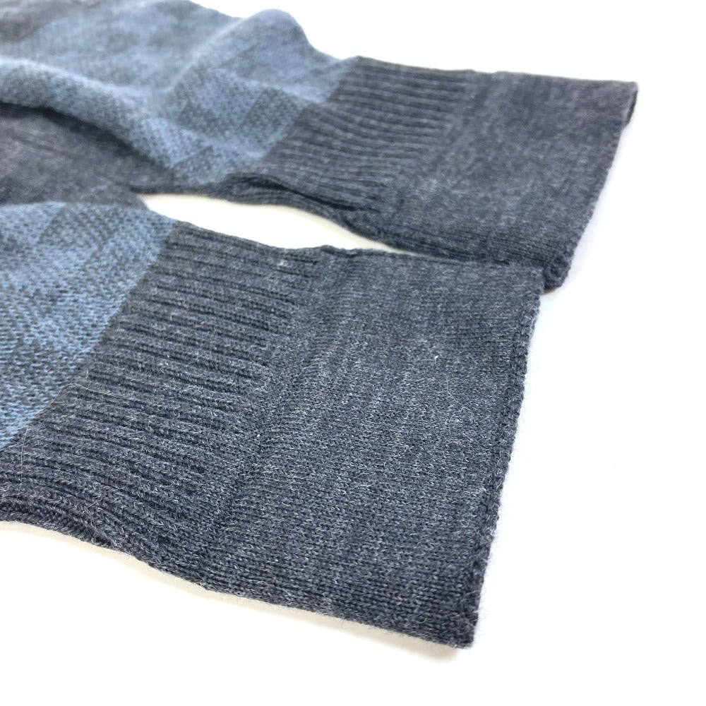 LOUIS VUITTON M70008 Damier Graphite Damier Gon Petit Knit Wool Gloves for Men, Gray