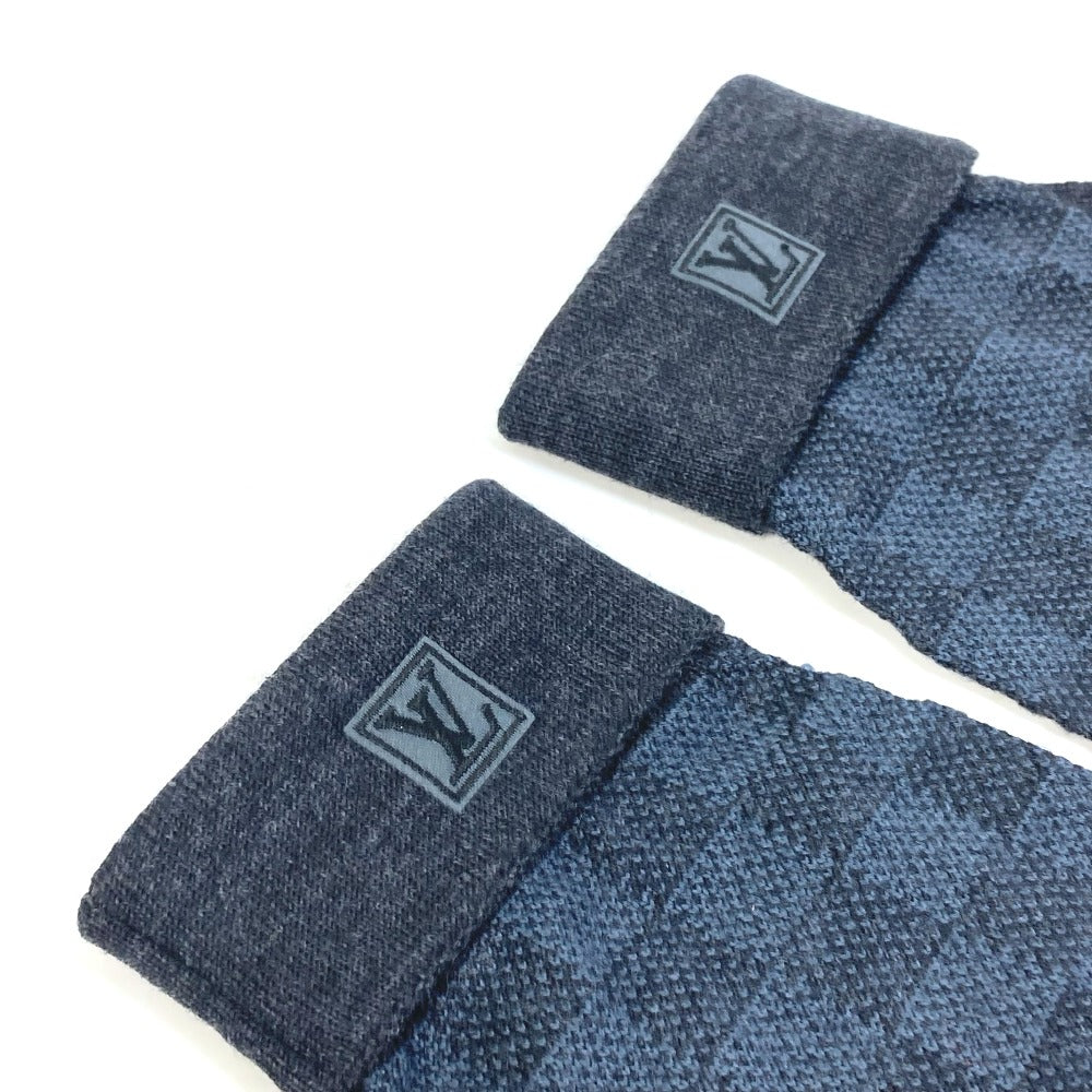 LOUIS VUITTON M70008 Damier Graphite Damier Gon Petit Knit Wool Gloves for Men, Gray
