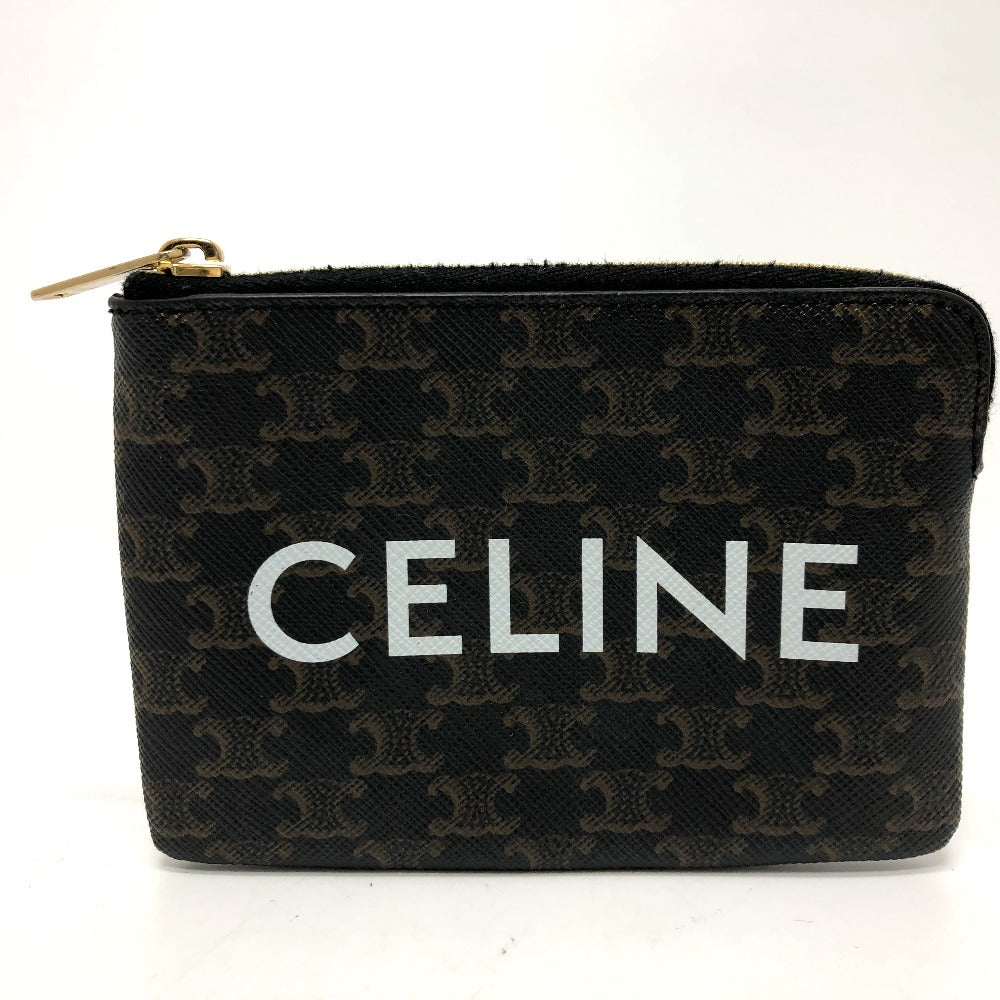 CELINE 10C662CA2 Triomphe Coin Purse, PVC/Leather, Unisex, Brown