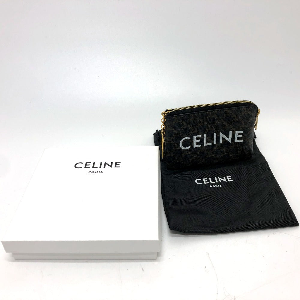 CELINE 10C662CA2 Triomphe Coin Purse, PVC/Leather, Unisex, Brown