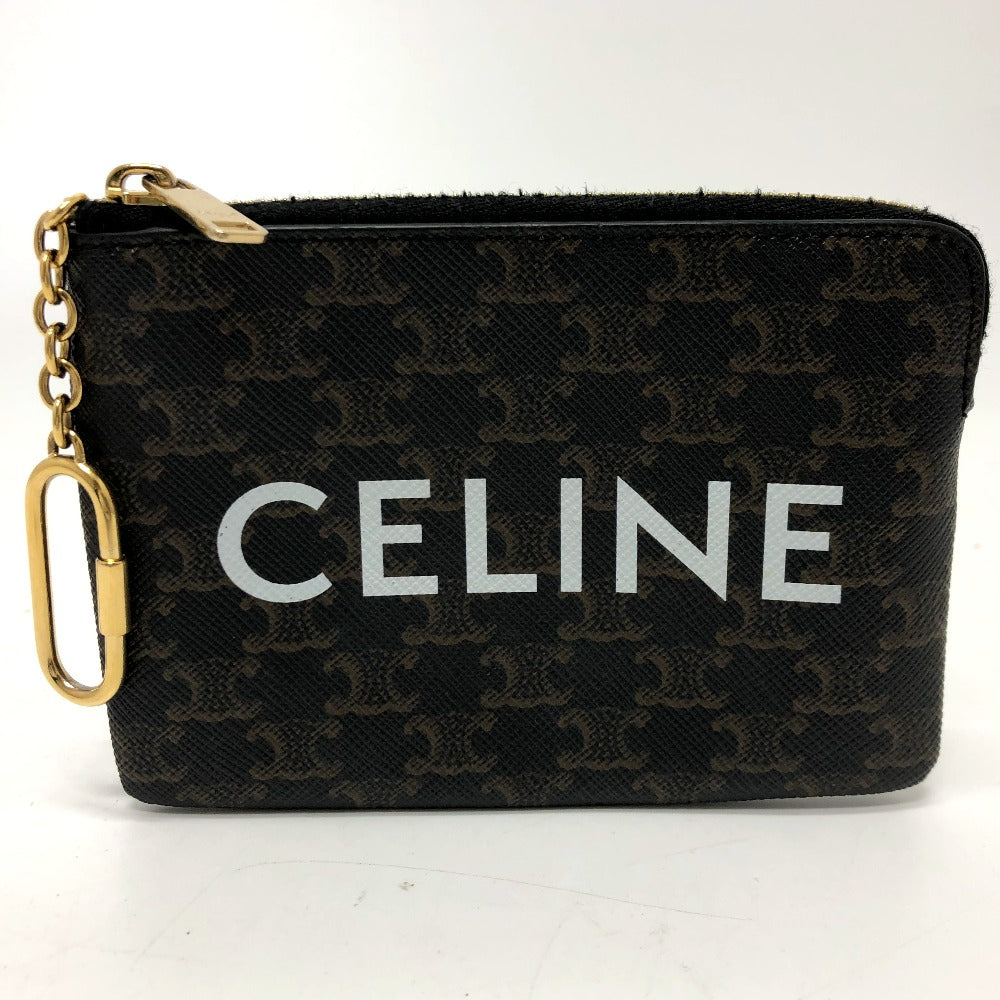 CELINE 10C662CA2 Triomphe Coin Purse, PVC/Leather, Unisex, Brown