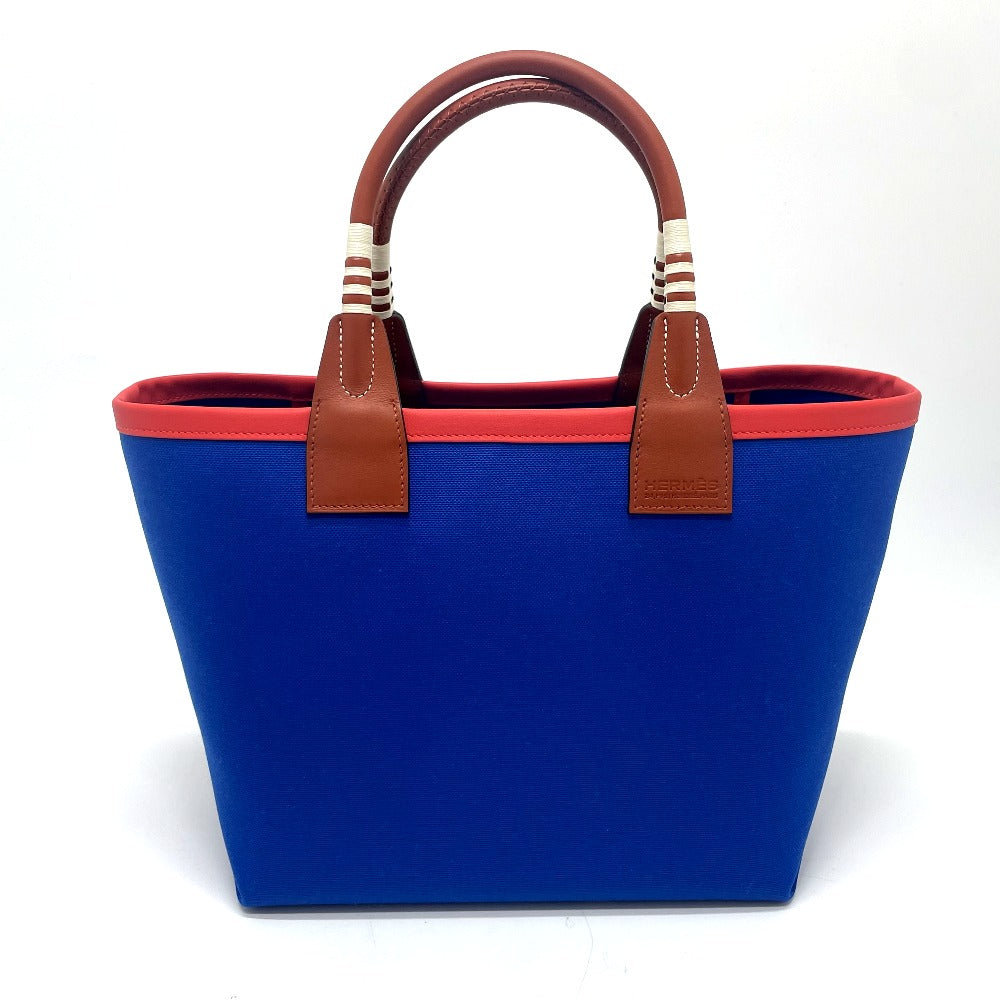 HERMES Steeple 25 Tote Bag Shoulder Bag Handbag Toile H Women's Blue