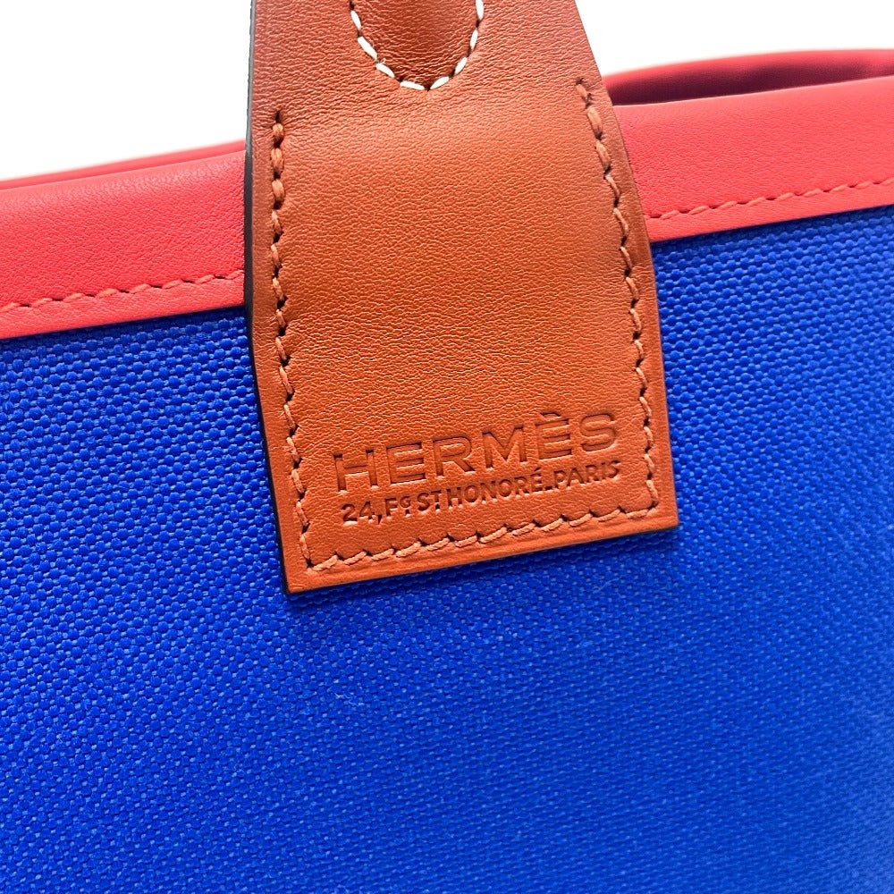 HERMES Steeple 25 Tote Bag Shoulder Bag Handbag Toile H Women's Blue