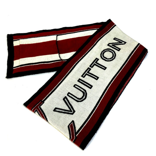 LOUIS VUITTON ロゴ マフラー ウール メンズ レッド