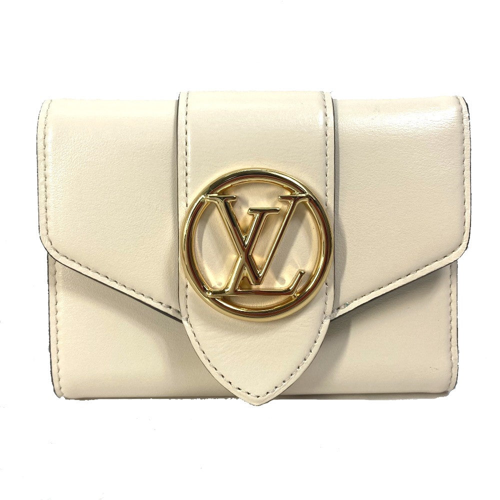 LOUIS VUITTON M69176 Portefeuille LV Pont Neuf Compact Tri-fold Wallet, Leather, Women's, Creme White