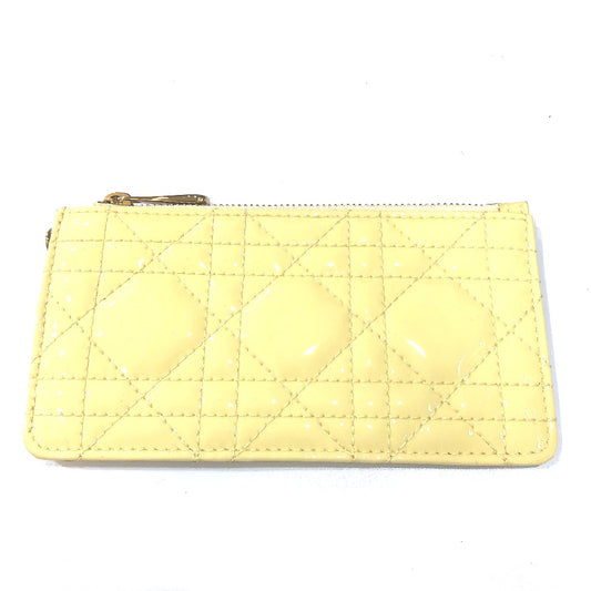 Dior カナージュ カードケース 名刺入れ パテント コインケース エナメル レディース ベージュ