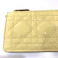 Dior Cannage Card Case, Business Card Holder, Patent Leather Coin Case, Enamel, Women's, Beige
