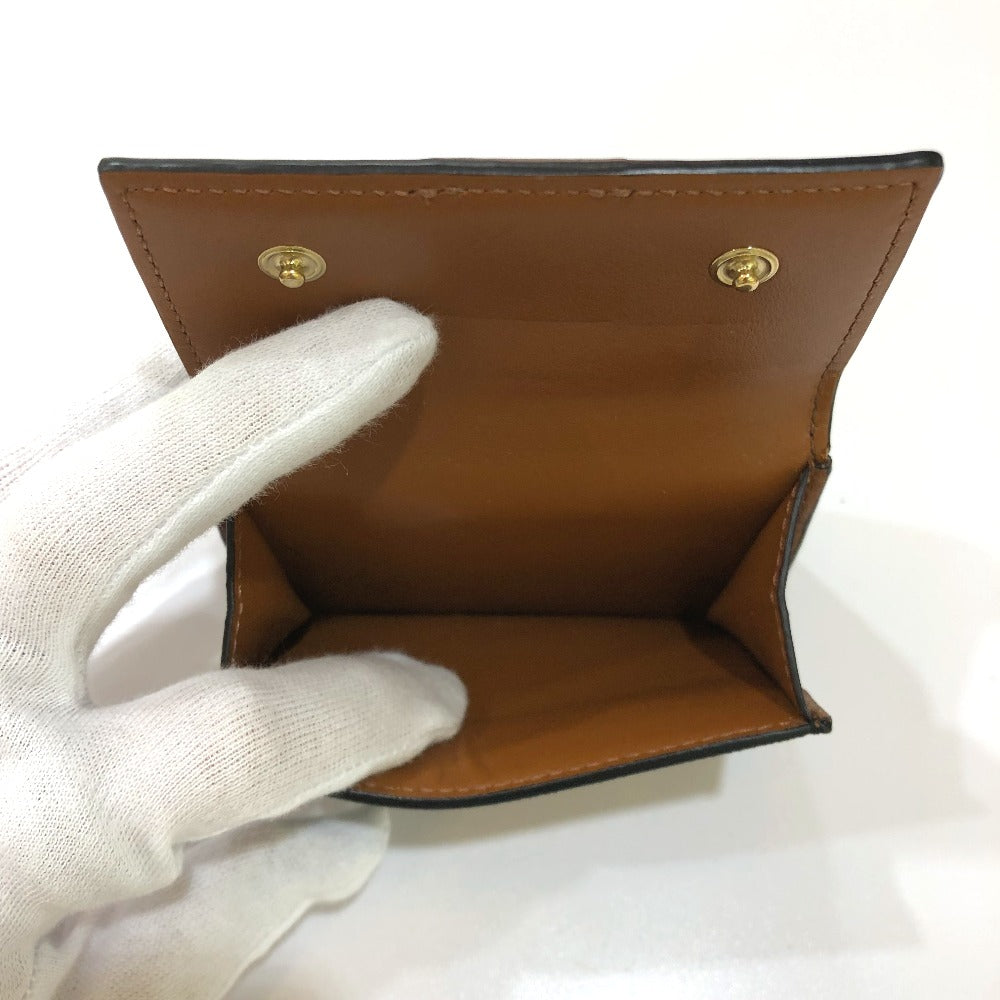 CELINE Triomphe Small Trifold Compact Wallet, PVC/Leather, Women's, Brown