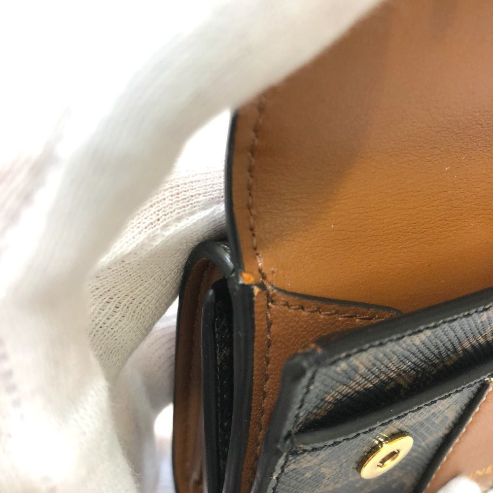 CELINE Triomphe Small Trifold Compact Wallet, PVC/Leather, Women's, Brown