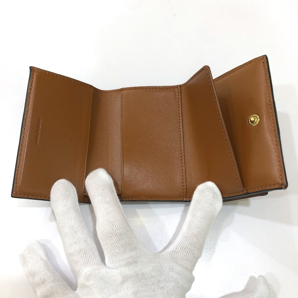 CELINE Triomphe Small Trifold Compact Wallet, PVC/Leather, Women's, Brown