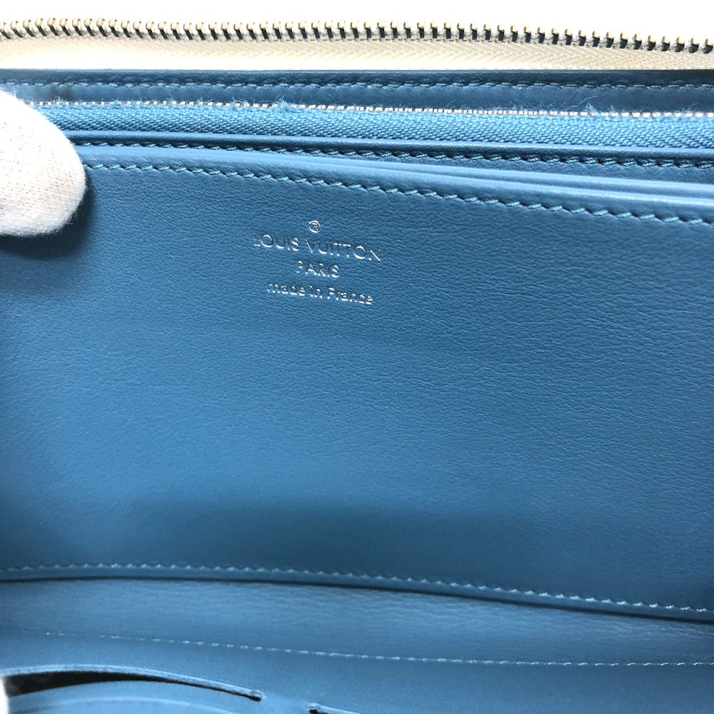 LOUIS VUITTON M69215 Monogram Mahina Zippy Wallet, Round Zipper Long Wallet, Monogram Mahina, Women's, Snow Blue Orange, White