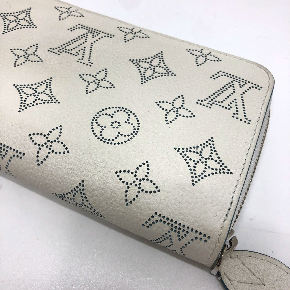LOUIS VUITTON M69215 Monogram Mahina Zippy Wallet, Round Zipper Long Wallet, Monogram Mahina, Women's, Snow Blue Orange, White