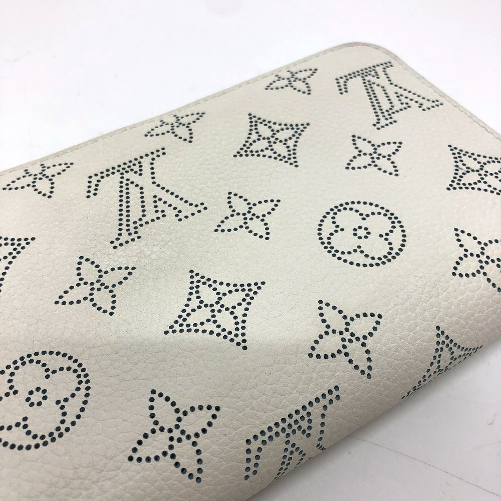 LOUIS VUITTON M69215 Monogram Mahina Zippy Wallet, Round Zipper Long Wallet, Monogram Mahina, Women's, Snow Blue Orange, White