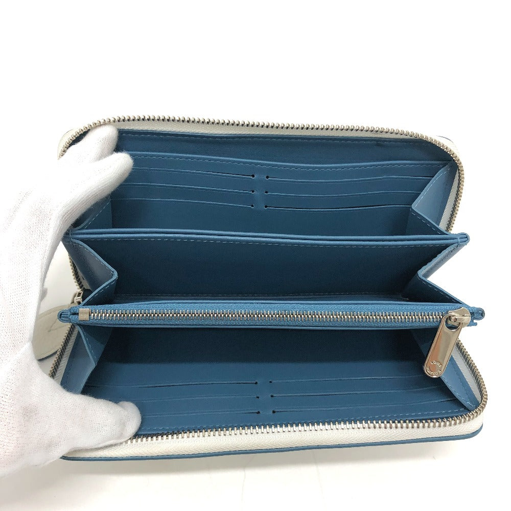 LOUIS VUITTON M69215 Monogram Mahina Zippy Wallet, Round Zipper Long Wallet, Monogram Mahina, Women's, Snow Blue Orange, White