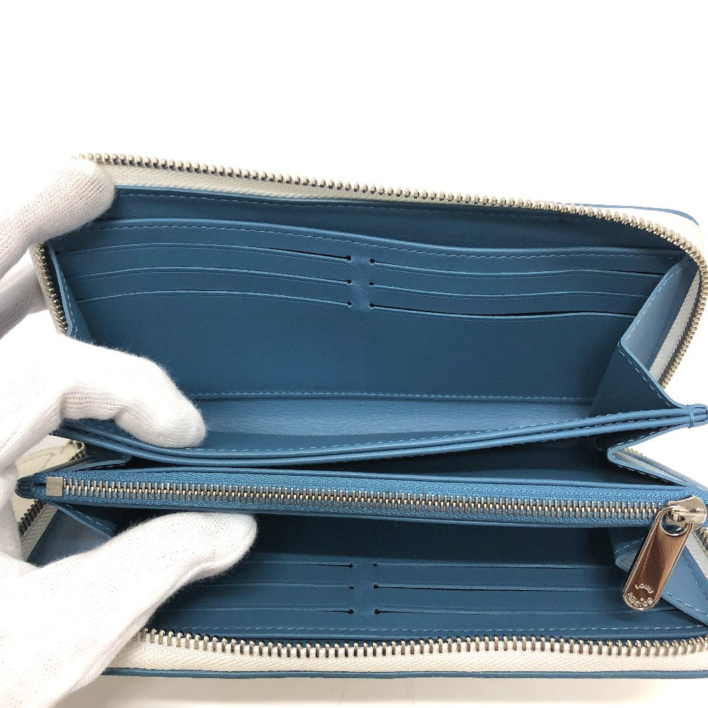 LOUIS VUITTON M69215 Monogram Mahina Zippy Wallet, Round Zipper Long Wallet, Monogram Mahina, Women's, Snow Blue Orange, White
