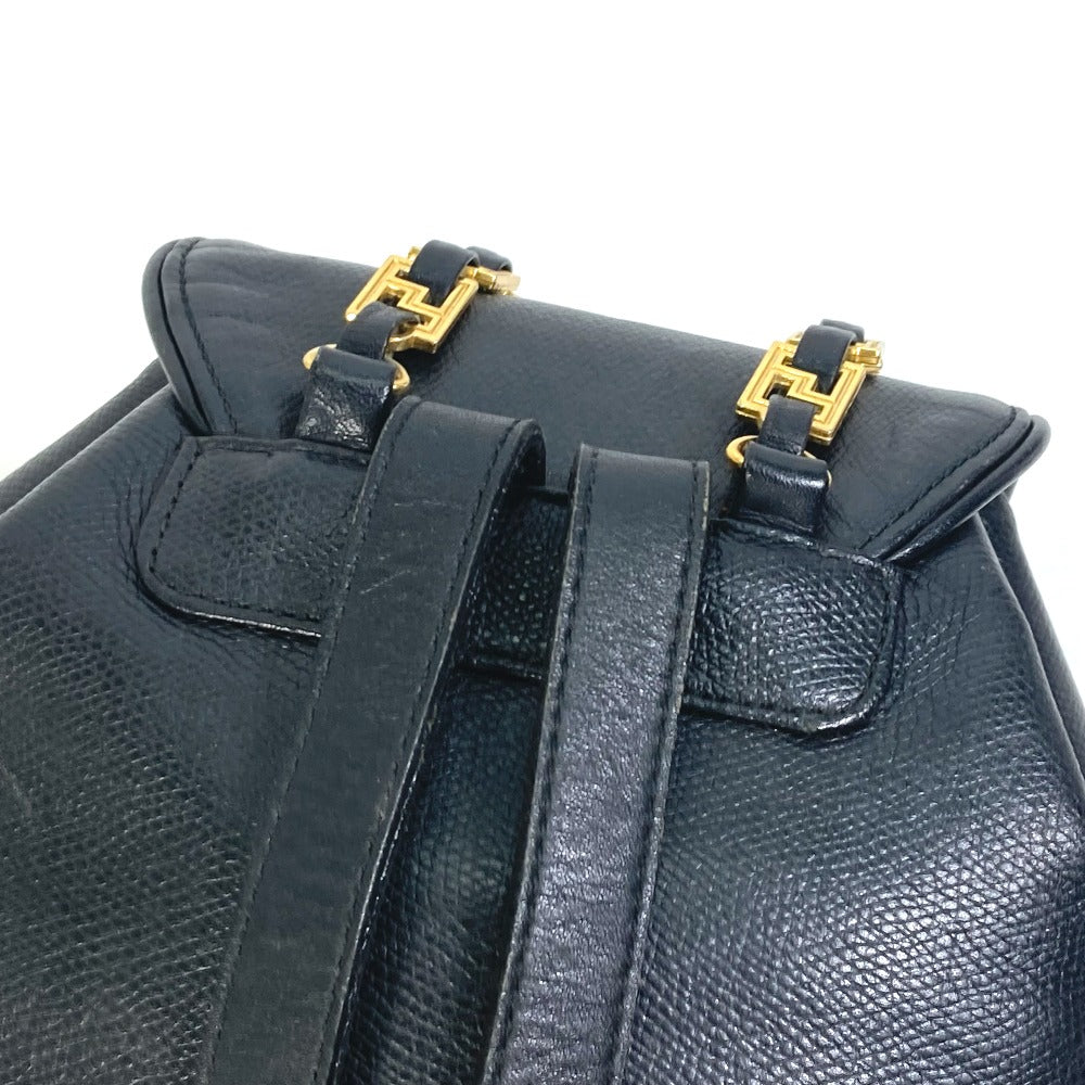 VERSACE Vintage Logo Chain Sunburst Backpack, Leather, Men's, Black