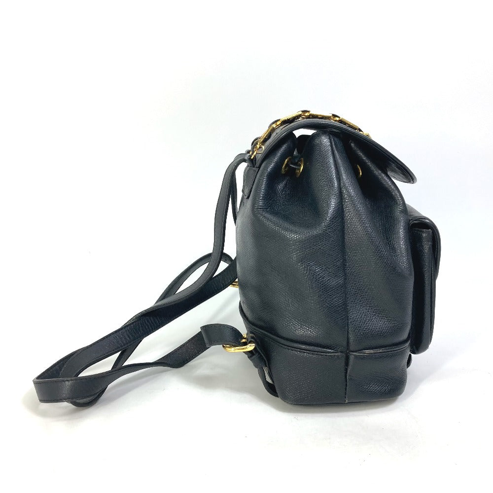 VERSACE Vintage Logo Chain Sunburst Backpack, Leather, Men's, Black