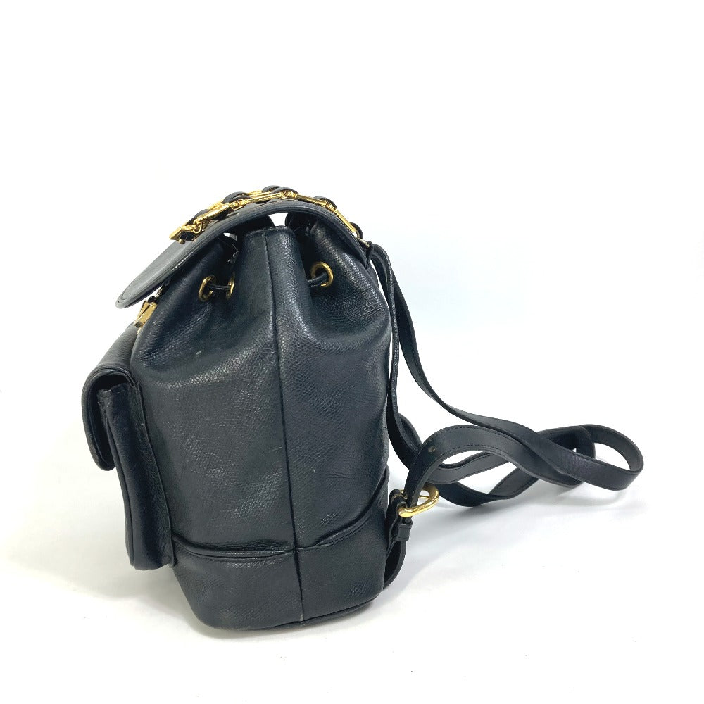 VERSACE Vintage Logo Chain Sunburst Backpack, Leather, Men's, Black