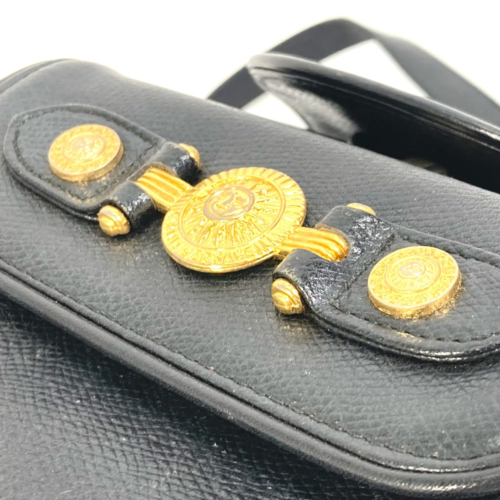 VERSACE Vintage Logo Chain Sunburst Backpack, Leather, Men's, Black