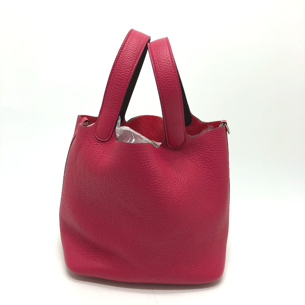HERMES Picotin Lock Tote Bag MM 22 Togo Handbag Women's Pink