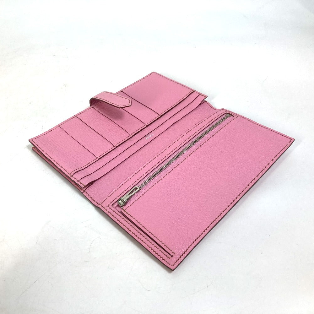 HERMES ロングウォレット H金具 ベアン スフレ 2つ折り 長財布 シェーブル レディース ピンク