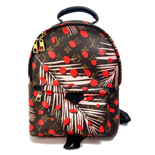 LOUIS VUITTON M41981 モノグラム パームスプリングスPM ジャングルドット リュックサック モノグラムキャンバス レディース ブラウン×ピンク×レッド