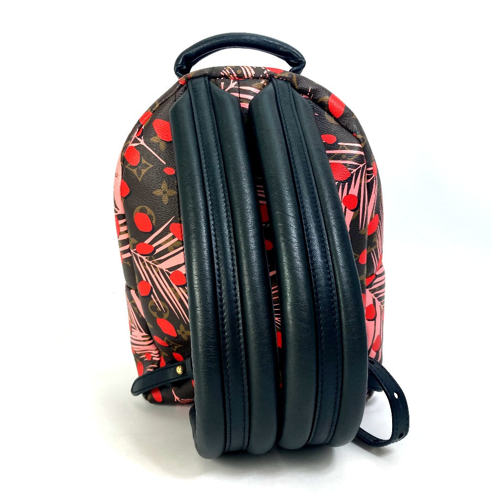 LOUIS VUITTON M41981 Monogram Palm Springs PM Jungle Dot Backpack in Monogram Canvas, Women's, Brown, Pink, and Red