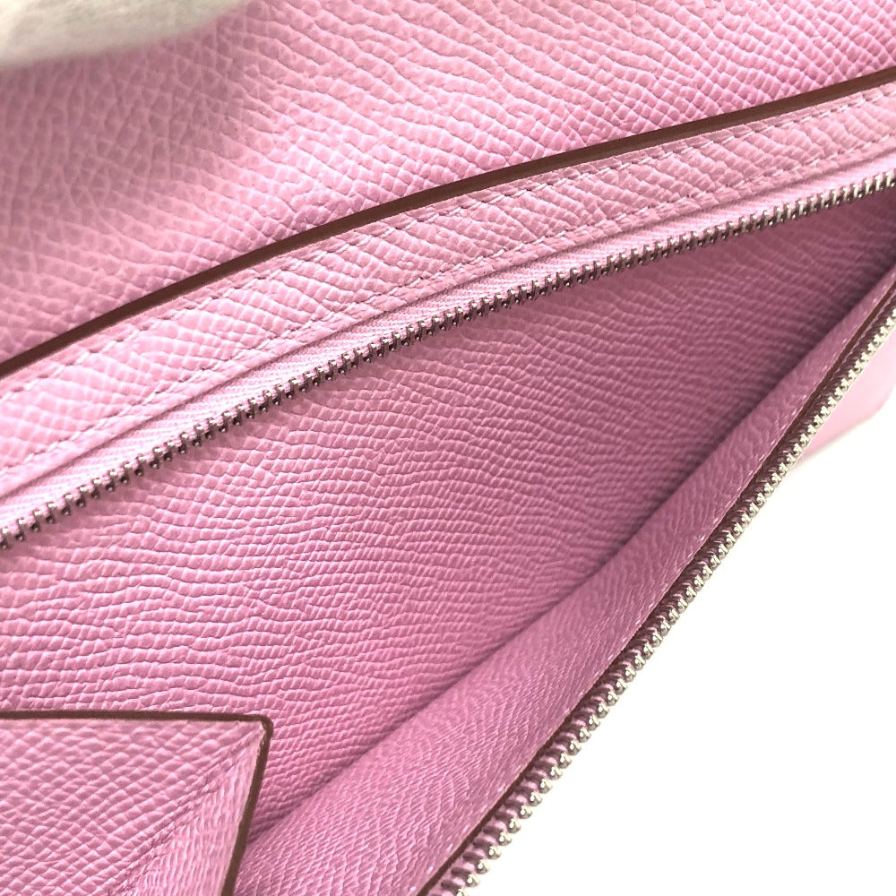 HERMES H hardware, Bearn soufflet bifold long wallet, Epsom leather, women's, Mauve Sylvestre (estimated), pink