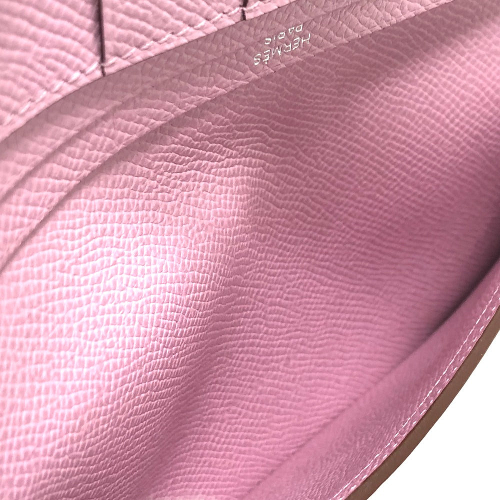 HERMES H hardware, Bearn soufflet bifold long wallet, Epsom leather, women's, Mauve Sylvestre (estimated), pink
