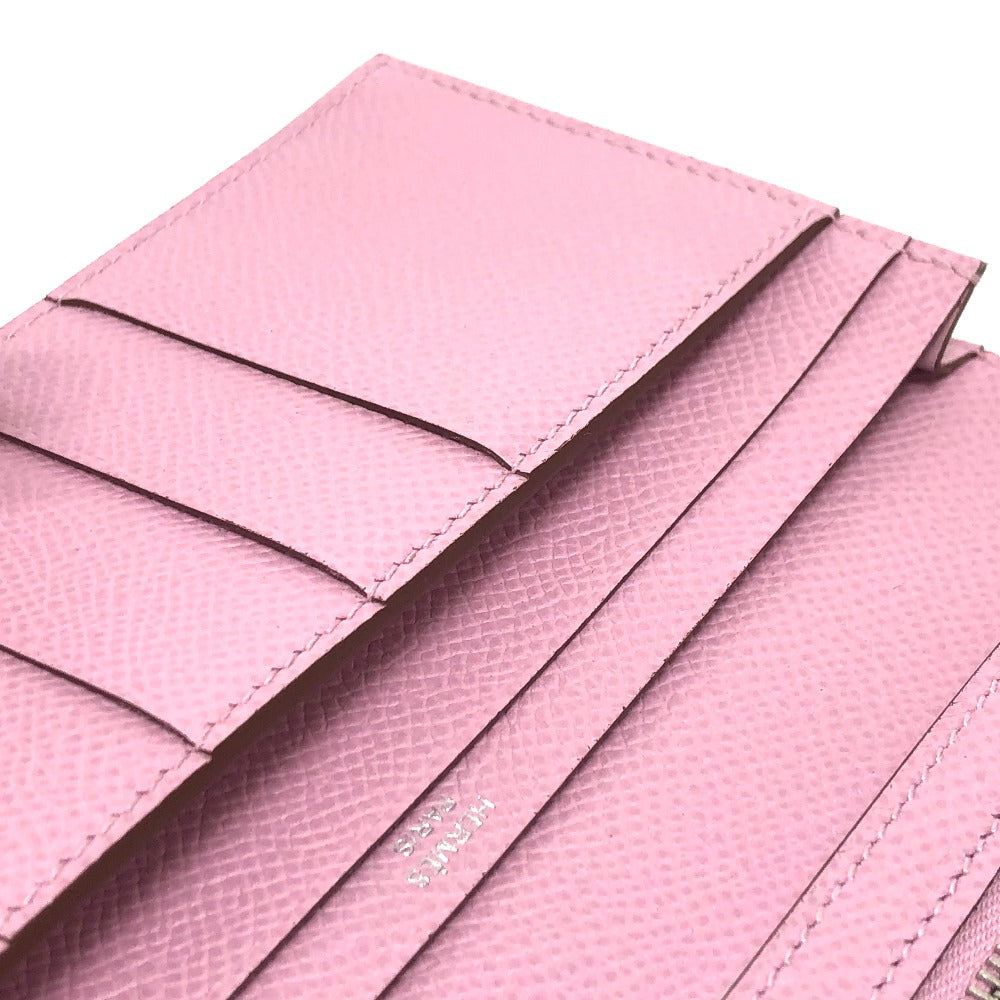 HERMES H hardware, Bearn soufflet bifold long wallet, Epsom leather, women's, Mauve Sylvestre (estimated), pink