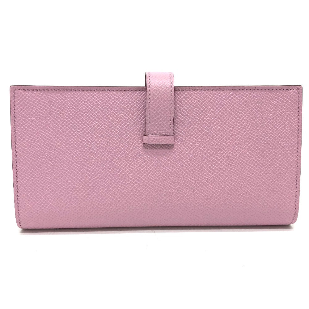HERMES H hardware, Bearn soufflet bifold long wallet, Epsom leather, women's, Mauve Sylvestre (estimated), pink
