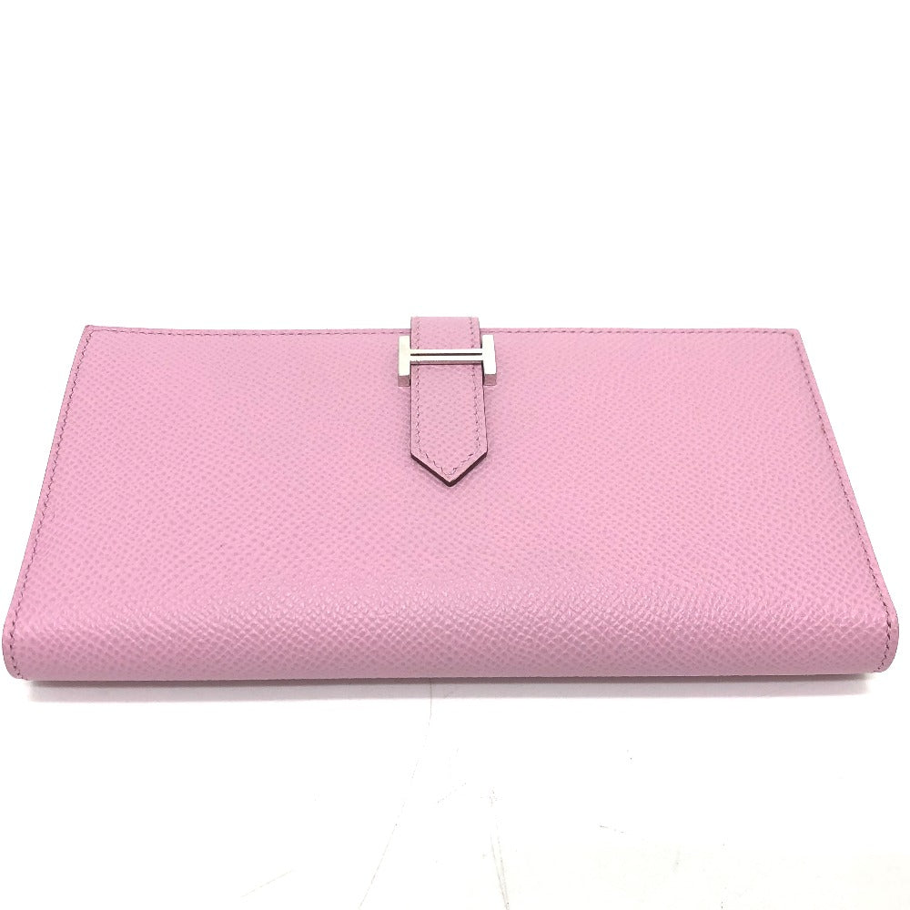 HERMES H hardware, Bearn soufflet bifold long wallet, Epsom leather, women's, Mauve Sylvestre (estimated), pink