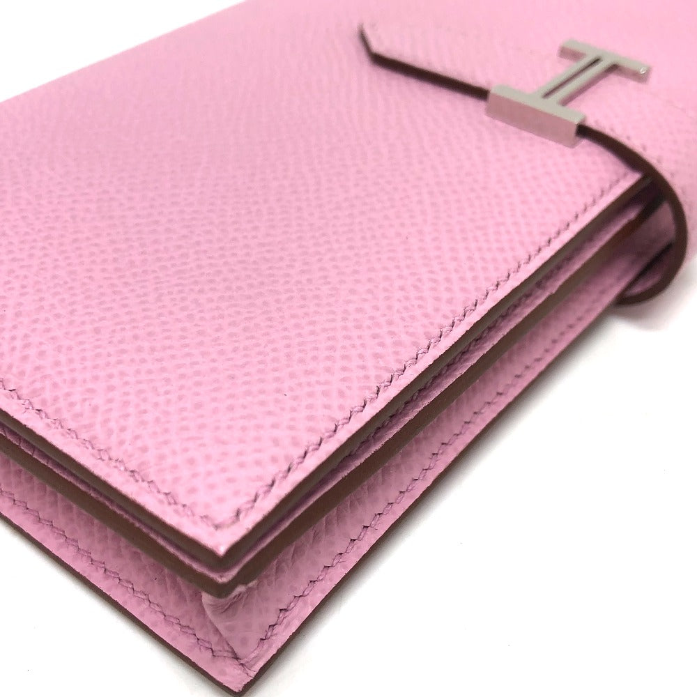 HERMES H hardware, Bearn soufflet bifold long wallet, Epsom leather, women's, Mauve Sylvestre (estimated), pink