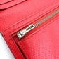 HERMES H hardware, Bearn soufflet bifold long wallet, Epson, women's, Rouge Tomato, red