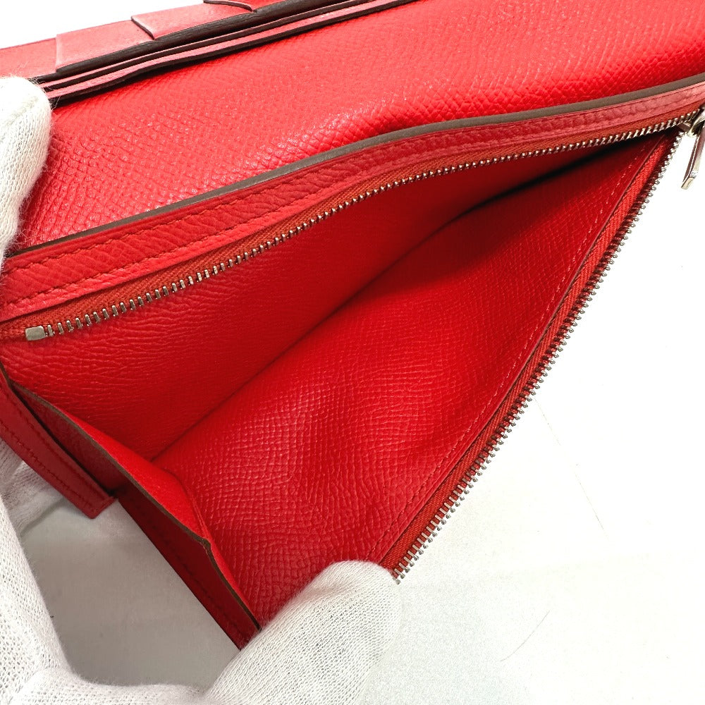 HERMES H hardware, Bearn soufflet bifold long wallet, Epson, women's, Rouge Tomato, red