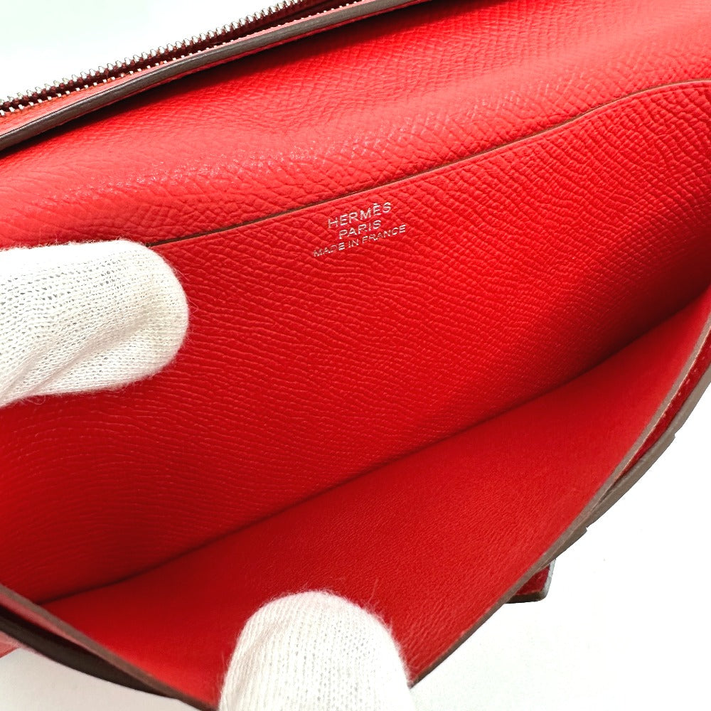 HERMES H hardware, Bearn soufflet bifold long wallet, Epson, women's, Rouge Tomato, red