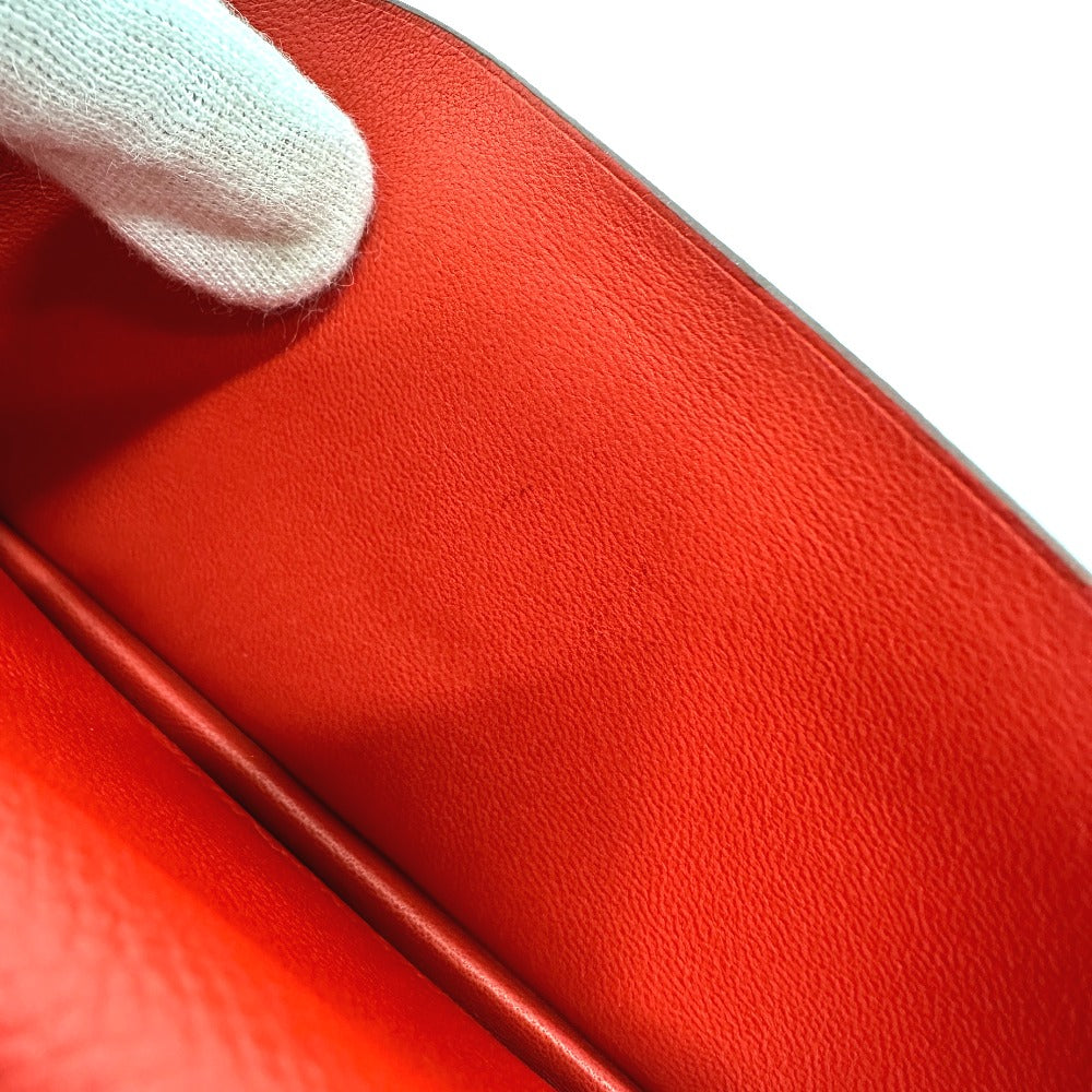 HERMES H hardware, Bearn soufflet bifold long wallet, Epson, women's, Rouge Tomato, red