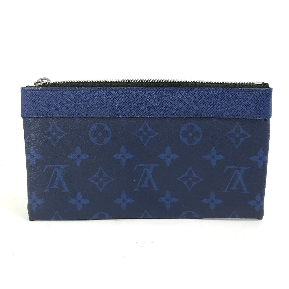 LOUIS VUITTON M30278 Taiga Rama Pochette Discovery PM Clutch Bag, Small Item Pouch, Leather, Men's, Blue