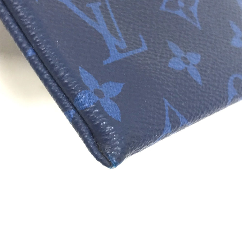 LOUIS VUITTON M30278 Taiga Rama Pochette Discovery PM Clutch Bag, Small Item Pouch, Leather, Men's, Blue
