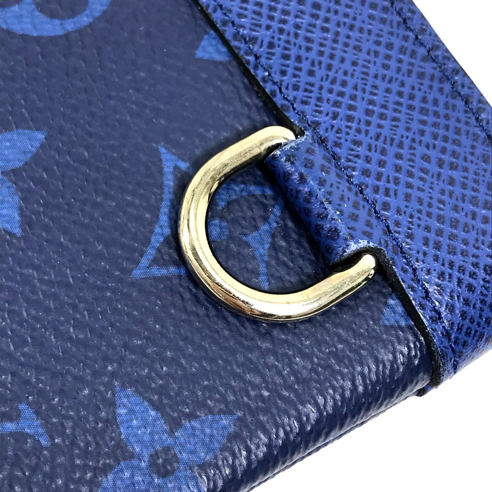 LOUIS VUITTON M30278 Taiga Rama Pochette Discovery PM Clutch Bag, Small Item Pouch, Leather, Men's, Blue