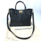 LOUIS VUITTON M53826 モノグラムタフタージュ LVロゴ オンマイサイドMM カバン 2WAY トートバッグ 肩掛け ショルダーバッグ ハンドバッグ レザー レディース ブラック