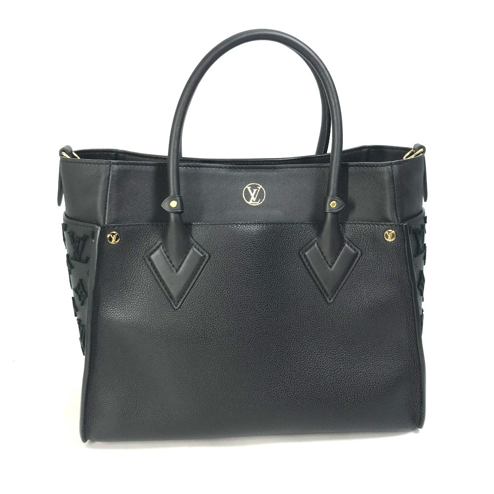LOUIS VUITTON M53826 モノグラムタフタージュ LVロゴ オンマイサイドMM カバン 2WAY トートバッグ 肩掛け ショルダーバッグ ハンドバッグ レザー レディース ブラック