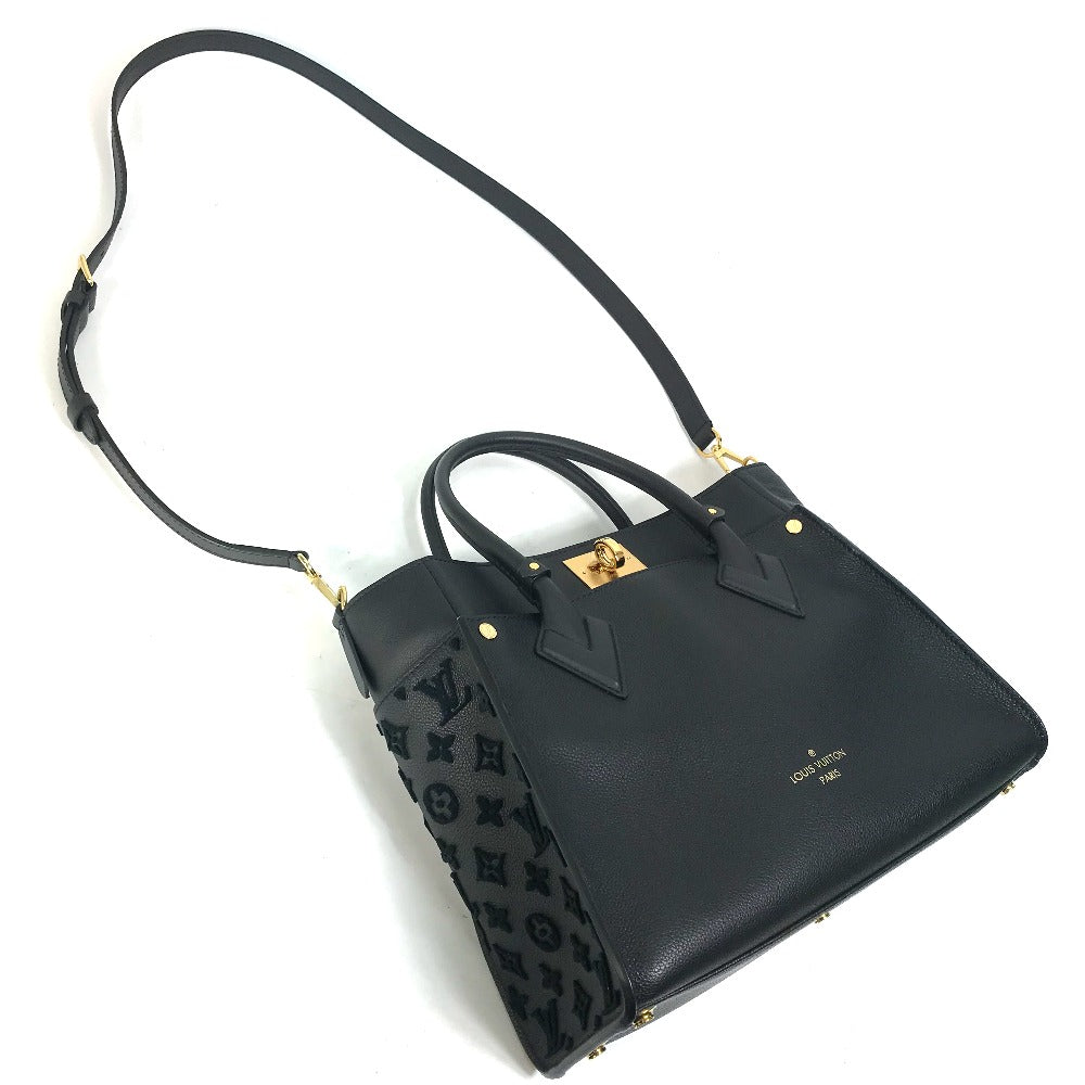 LOUIS VUITTON M53826 モノグラムタフタージュ LVロゴ オンマイサイドMM カバン 2WAY トートバッグ 肩掛け ショルダーバッグ ハンドバッグ レザー レディース ブラック
