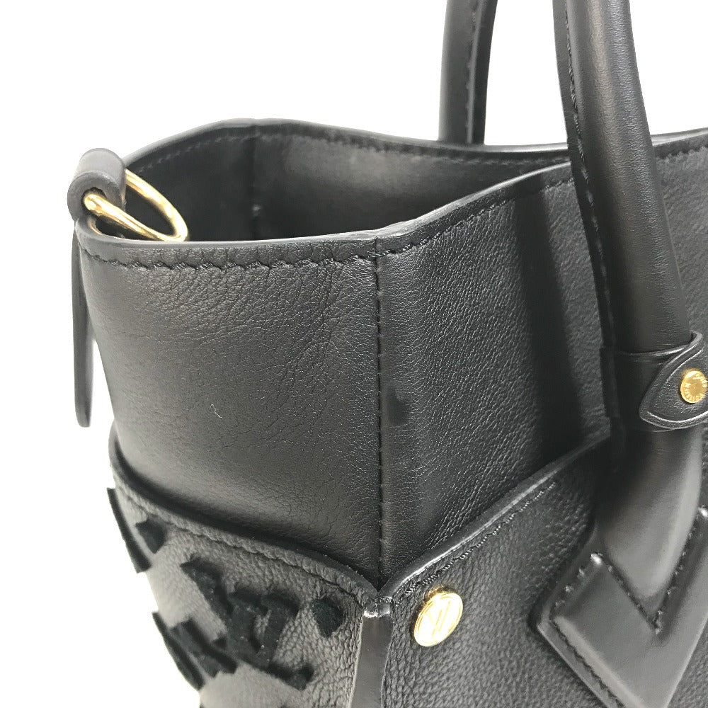 LOUIS VUITTON M53826 モノグラムタフタージュ LVロゴ オンマイサイドMM カバン 2WAY トートバッグ 肩掛け ショルダーバッグ ハンドバッグ レザー レディース ブラック