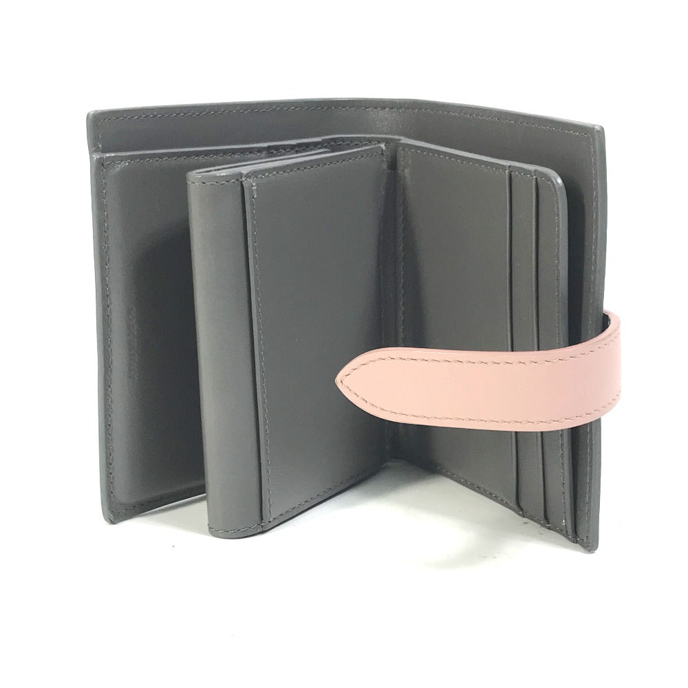 CELINE 10H263BRU.10GV バイカラー スモール ストラップ ウォレット コンパクト 3つ折り財布 レザー レディース グレー×ピンク