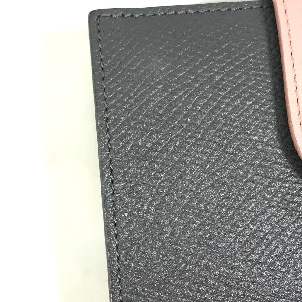 CELINE 10H263BRU.10GV バイカラー スモール ストラップ ウォレット コンパクト 3つ折り財布 レザー レディース グレー×ピンク