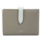 CELINE 10B643BRU.10PI Two-Tone Medium Strap Wallet, Tri-fold Leather, Women's, Pebble/Mineral Gray x Light Blue